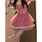 Pink Floral Short Party Dress