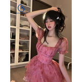 Pink Floral Short Party Dress