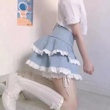 Pink Lace Mini Pleated Skirt - Y2K Aesthetic