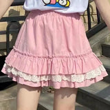 Pink Lace Mini Pleated Skirt - Y2K Aesthetic