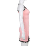 Pink Lace Strapless Dress - E-girl Streetwear