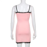Pink Lace Strapless Dress - E-girl Streetwear