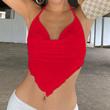 Pink Serenade Asymmetrical Tank – Chic Scalloped Edge Crop Top