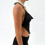 Pink Serenade Asymmetrical Tank – Chic Scalloped Edge Crop Top
