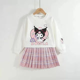 Kuromi Short-Sleeved Shirt and Pleated Skirt Set