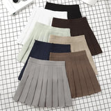 Harajuku Kawaii Fashion Korean Style Y2K Aesthetic Neutral Colors Pleated Tennis Skirt