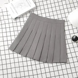 Harajuku Kawaii Fashion Korean Style Y2K Aesthetic Neutral Colors Pleated Tennis Skirt