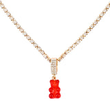 Punk Gummy Bear Crystal Choker - Colorful Metal Multi-layer Necklace