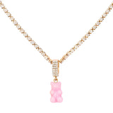 Punk Gummy Bear Crystal Choker - Colorful Metal Multi-layer Necklace