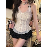 Lace Halter Top & Ruffle Skirt Set – Kawaii Lolita Y2K