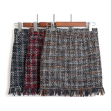Retro Style Woolen Mini Skirt