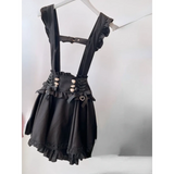 Gothic Lolita Suspender Skirt – Lace Trim Bowknot A-Line Mini
