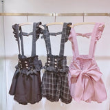Gothic Lolita Suspender Skirt – Lace Trim Bowknot A-Line Mini