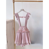 Gothic Lolita Suspender Skirt – Lace Trim Bowknot A-Line Mini