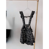Gothic Lolita Suspender Skirt – Lace Trim Bowknot A-Line Mini