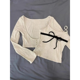 Gyaru Ribbed Knit Sweater Top