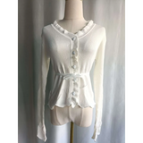 Ruffle Knit Cardigan – Harajuku Lace Trim Slim Fit Sweater