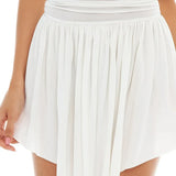 White Pleated Deep V-Neck Mini Dress