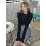 Sexy Crop Long Sleeve T-Shirt: Harajuku Spring Streetwear