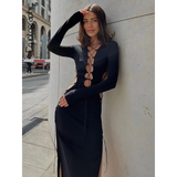 Sexy Lace Up Long Sleeve Dress