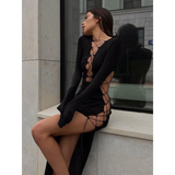 Sexy Lace Up Long Sleeve Dress