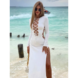 Sexy Lace Up Long Sleeve Dress