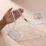 Sheer Lace Mesh Low Waist Panties with Bows – Sexy Transparent Lingerie