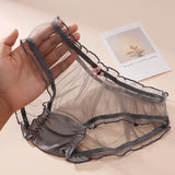 Sheer Lace Mesh Low Waist Panties with Bows – Sexy Transparent Lingerie