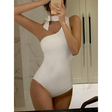 One-Shoulder Halter Swimsuit – Sleek Monochrome Bodysuit 2025