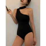 One-Shoulder Halter Swimsuit – Sleek Monochrome Bodysuit 2025
