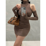 Sleeveless Mini Dress: High Neck Lace-Up