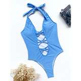 Snake Print Cutout One-Piece – Deep V Thong Swimwear