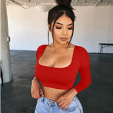 Square Neck Casual Crop