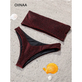 Glitter Strapless Bikini Set – Shiny Sparkle Beachwear 2025