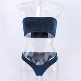 Glitter Strapless Bikini Set – Shiny Sparkle Beachwear 2025