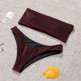Glitter Strapless Bikini Set – Shiny Sparkle Beachwear 2025