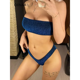 Glitter Strapless Bikini Set – Shiny Sparkle Beachwear 2025