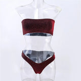 Glitter Strapless Bikini Set – Shiny Sparkle Beachwear 2025