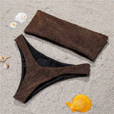 Glitter Strapless Bikini Set – Shiny Sparkle Beachwear 2025