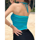 Strapless Bikini Set – High Waisted Black Contrast Lace Up Swimsuit