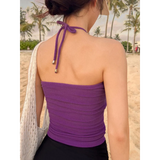 Strapless Bikini Set – High Waisted Black Contrast Lace Up Swimsuit