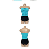 Strapless Bikini Set – High Waisted Black Contrast Lace Up Swimsuit