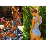 Striped Ruffled Swimsuit