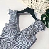 Striped Ruffled Swimsuit