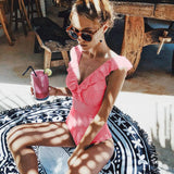 Striped Ruffled Swimsuit