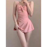 Ruched Knot One Piece Swimsuit – Sweet Kawaii Mini Dress Style