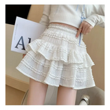 Sweet Lace Ruffle Mini Skirt – Kawaii High-Waist A-Line Style