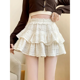 Sweet Lace Ruffle Mini Skirt – Kawaii High-Waist A-Line Style
