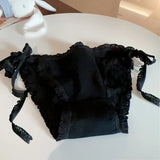 Sweet Lolita Ruffle Lace-Up Cotton Panties – Soft Breathable Briefs