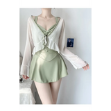 Pleated Cutout Swimsuit Dress – Korean Sexy Summer 2025 Swimwear